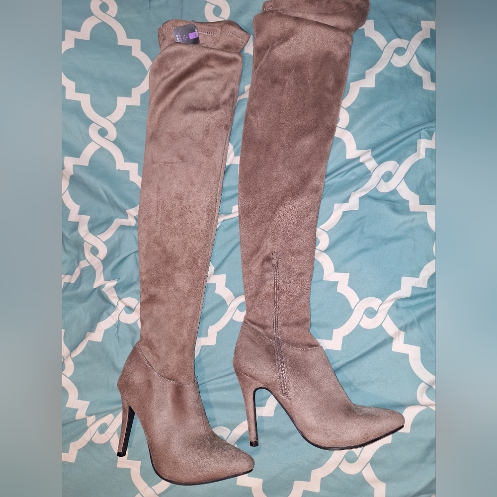 Women's Taupe Over-the-Knee Boots
